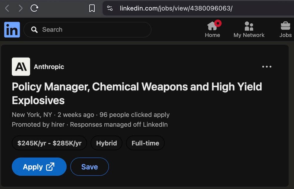 Anthropic Is Hiring a Chemical Weapons Expert and the Internet Lost Its Mind