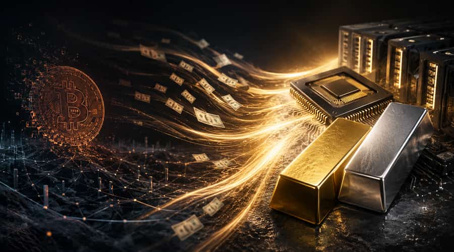 Bitcoin slips as capital chases chips, gold and silver