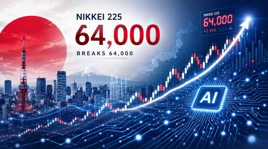 Japan’s Nikkei 225 breaks 64,000 as the AI trade spreads