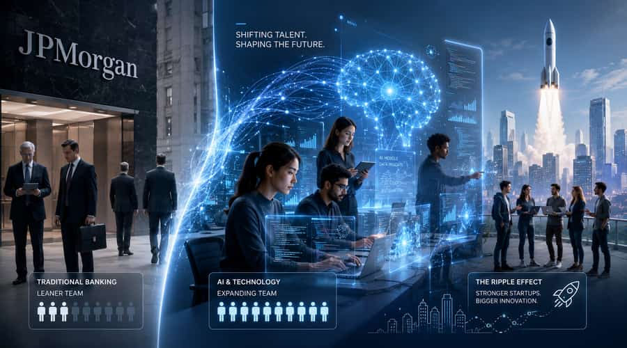 JPMorgan to Hire More AI Talent, Fewer Traditional Bankers, and What It Means for Startups