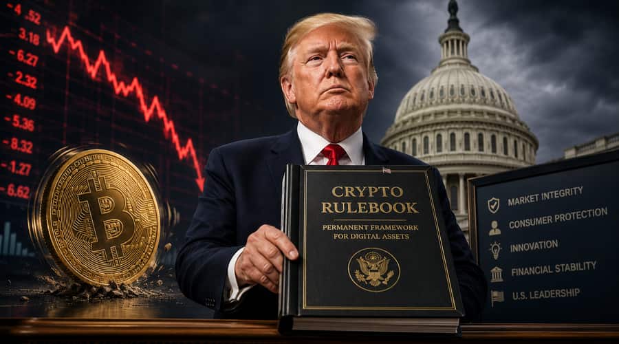 Trump pushes a permanent crypto rulebook as Bitcoin wobbles