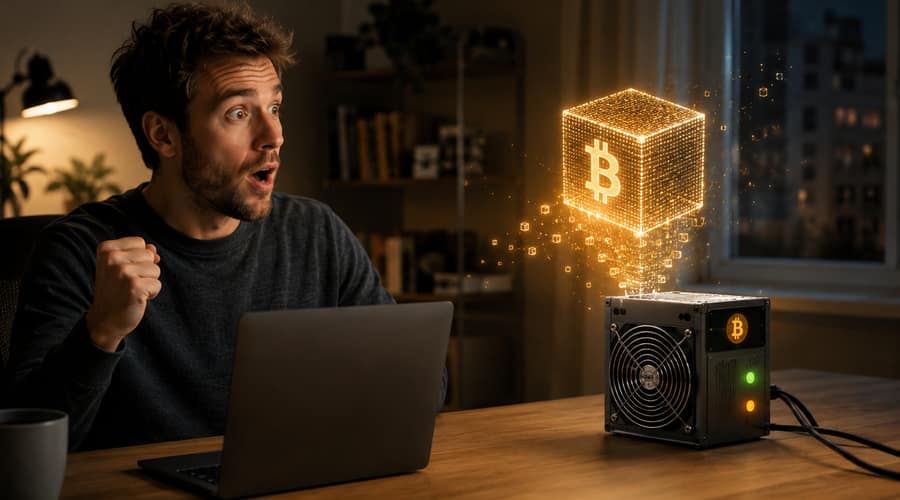 A home Bitcoin miner won a rare block with a $300 machine